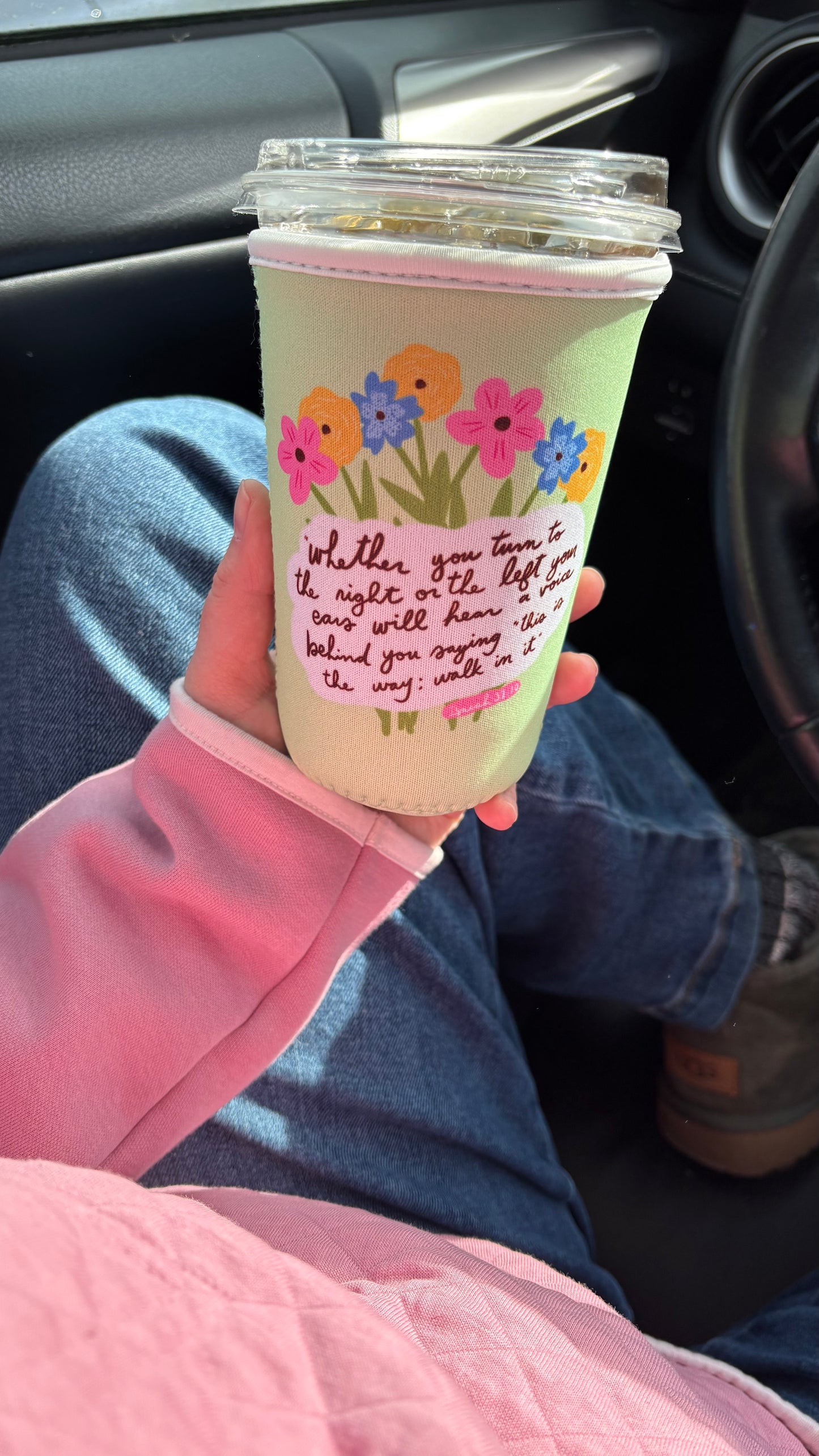 Green Flowers Coffee Sleeve