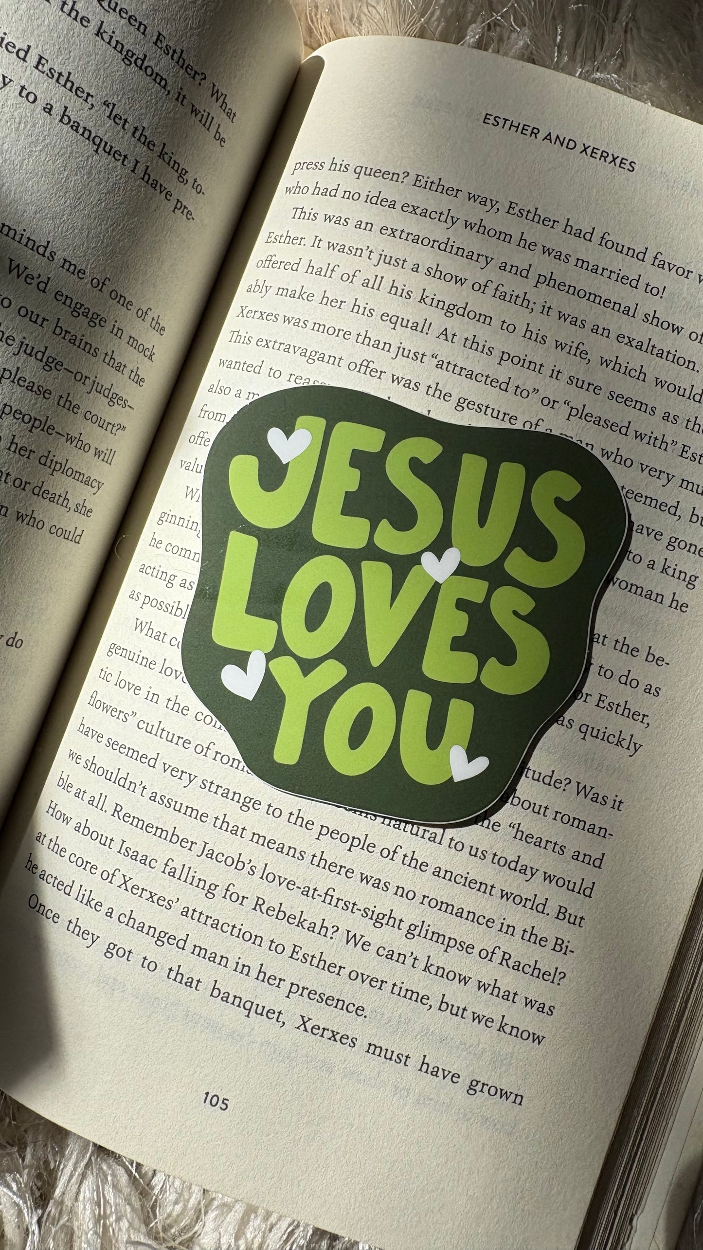 Green Jesus Loves You Sticker
