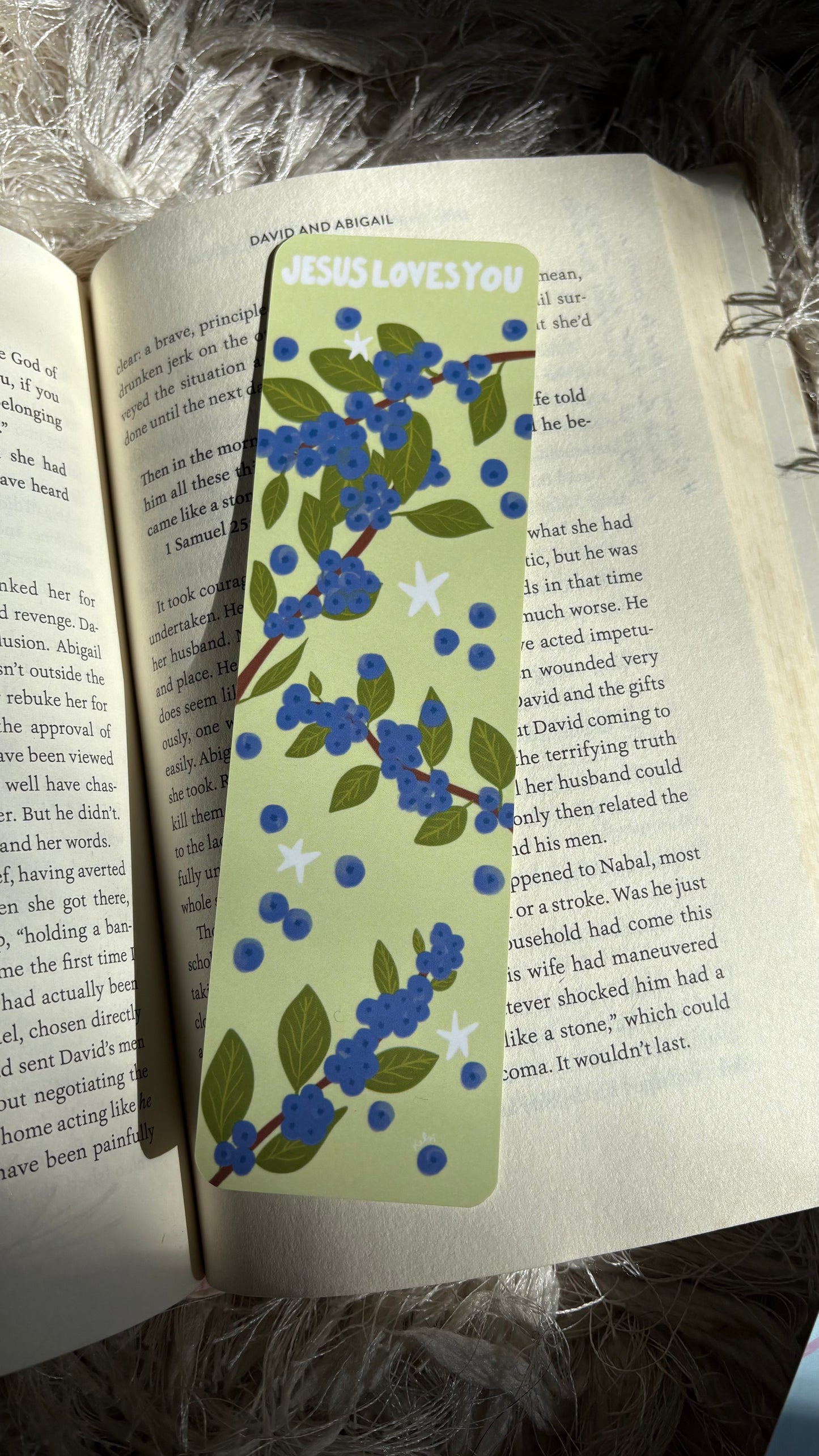 Jesus Loves You Blueberry Bookmark